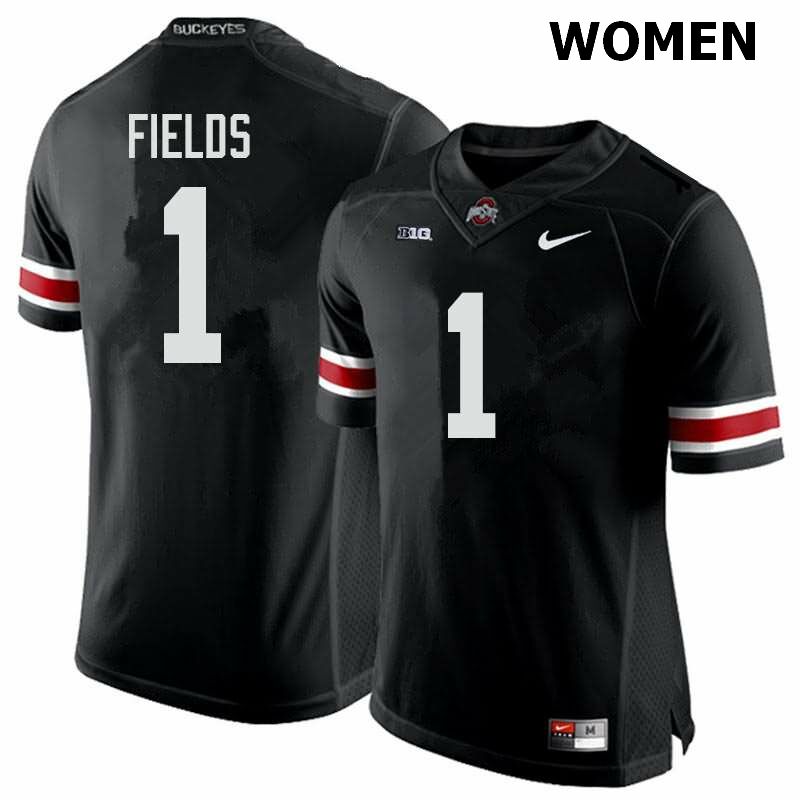 Ohio State Buckeyes Women's Justin Fields #1 Black Authentic Nike College NCAA Stitched Football Jersey ZU19O40BR